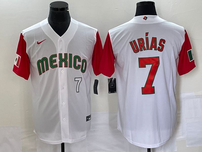 Men 2023 World Cub Mexico #7 Urias White orange Nike MLB Jersey8